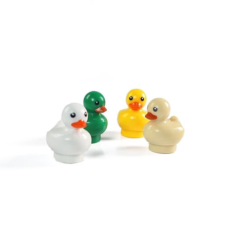 Conjunto de Brinquedos de Blocos de Construção de Piscina de Pato Fofo, Animais Pequenos Criativos, Plantas e Blocos de Construção de Piscina, Decoração de Casa e Presente