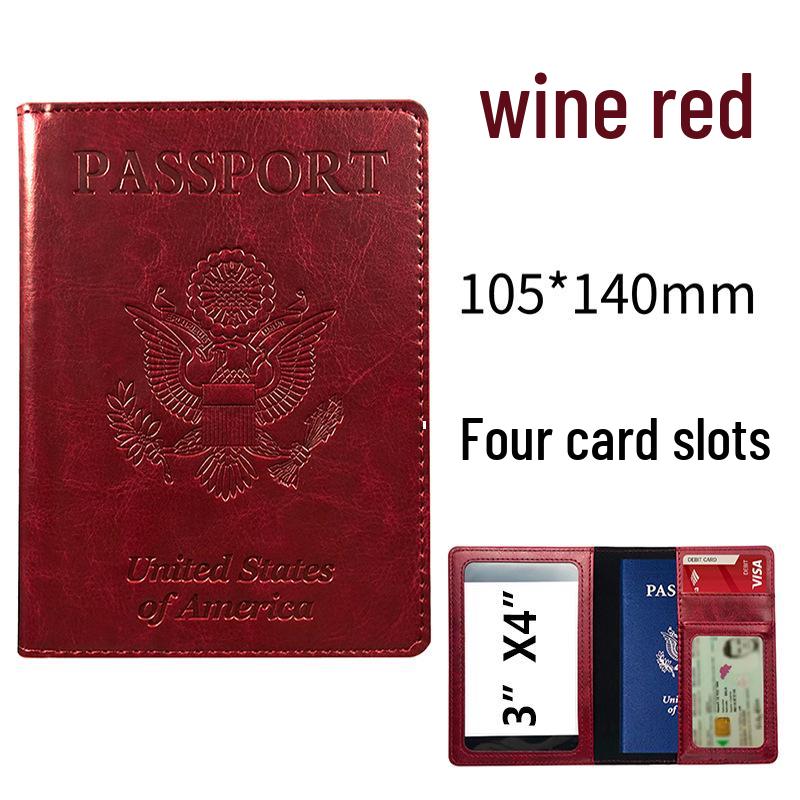 

Customizable Multi-Card Slot PU Passport Holder - USA Stock вино красного