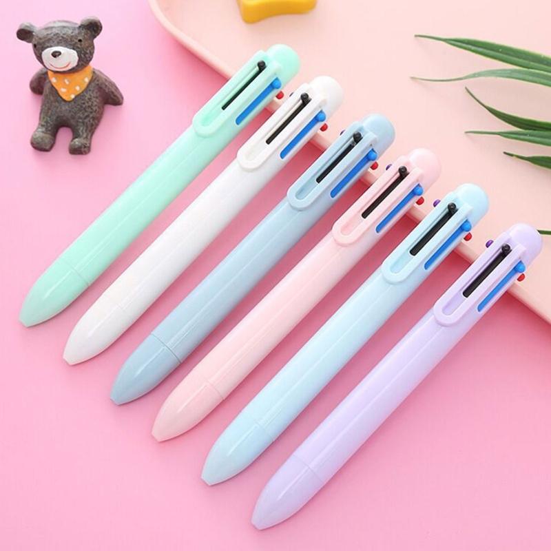6 Stück 6 in 1 Schreibstift Einziehbarer Kugelschreiber 6 Farben Mehrfarbstift zum Journaling Kritzeln Schulmaterial