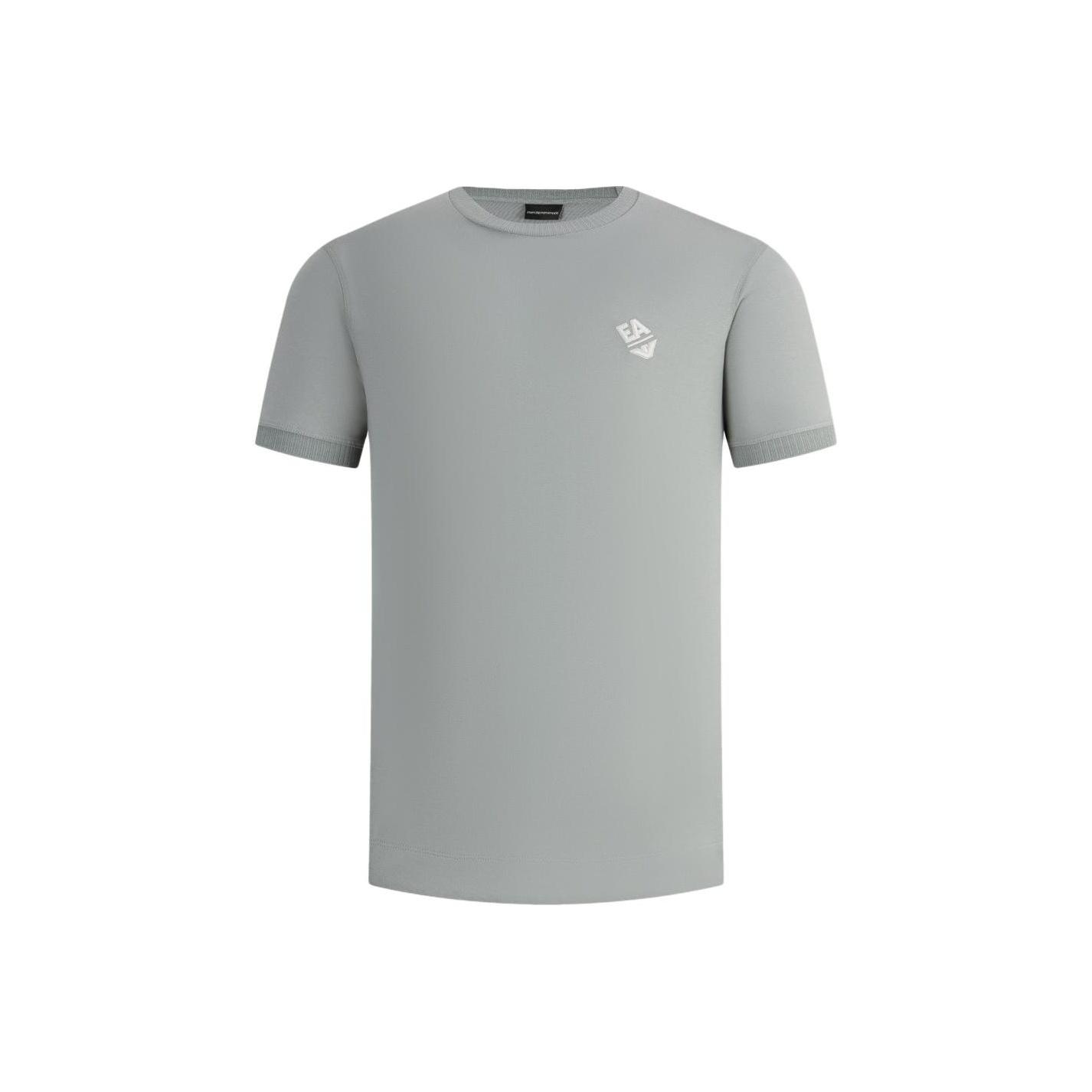 Emporio Armani EA Logo Embroidered Round Neck Short Sleeve T-Shirt SS24 Men T-Shirts Gray-Green 3D1TN3-1JOCZ-0664 S