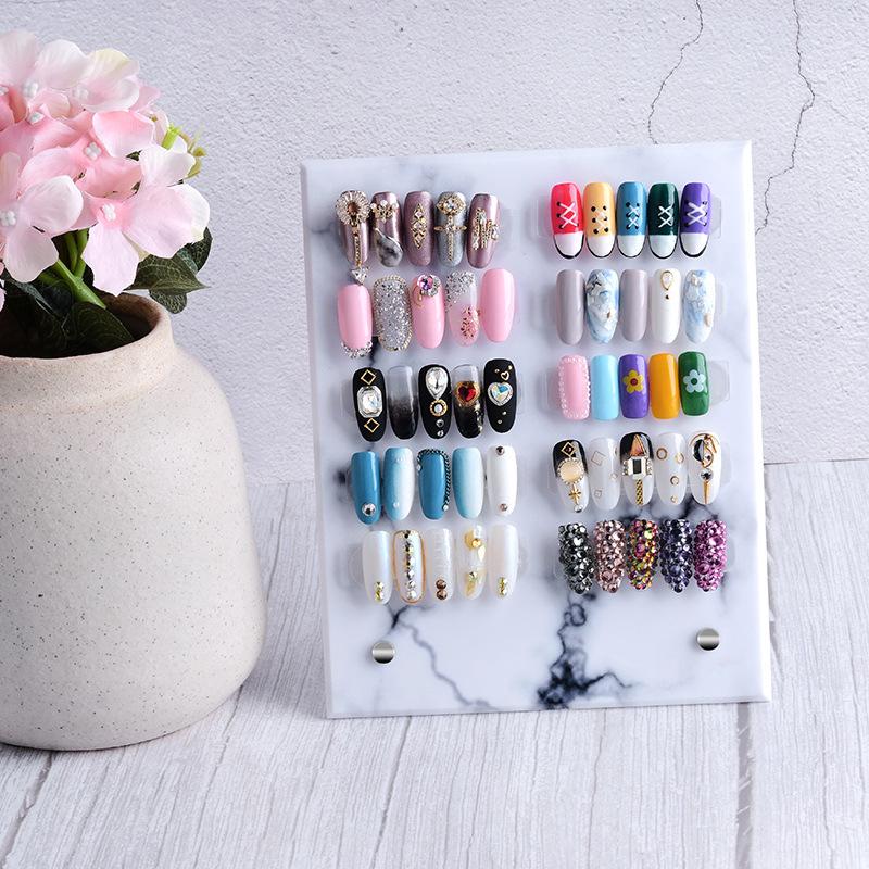 Japanese Style Marble Pattern Nail Art Display Stand with Magnetic Detachable Board