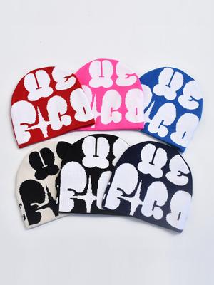 Autumn Winter Knitted Hats for Unisex Letter Printing Beanie Casual Skullies Y2k Ins Hip Hop Cap