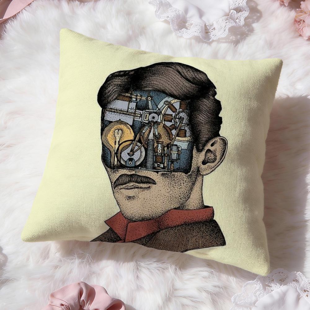 Popular NNikola Tesler Cushion Cover Soft Washable Pillow Case Multi-Scene for Couch Bed Travel Office Use