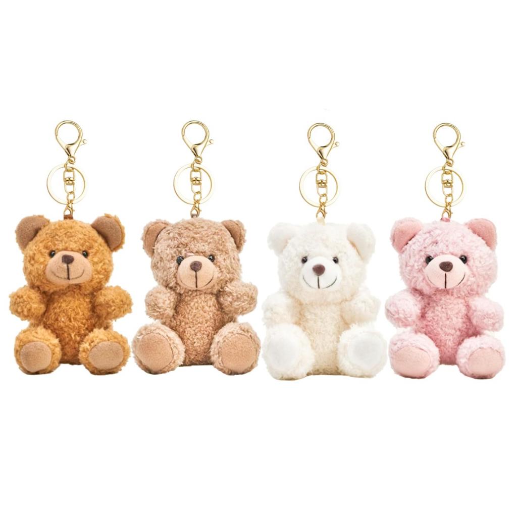 Plush Bear 3D Cartoon Key Holder Bag Charm Purse Backpack Decor Valentine Gift for Her Bag Charm