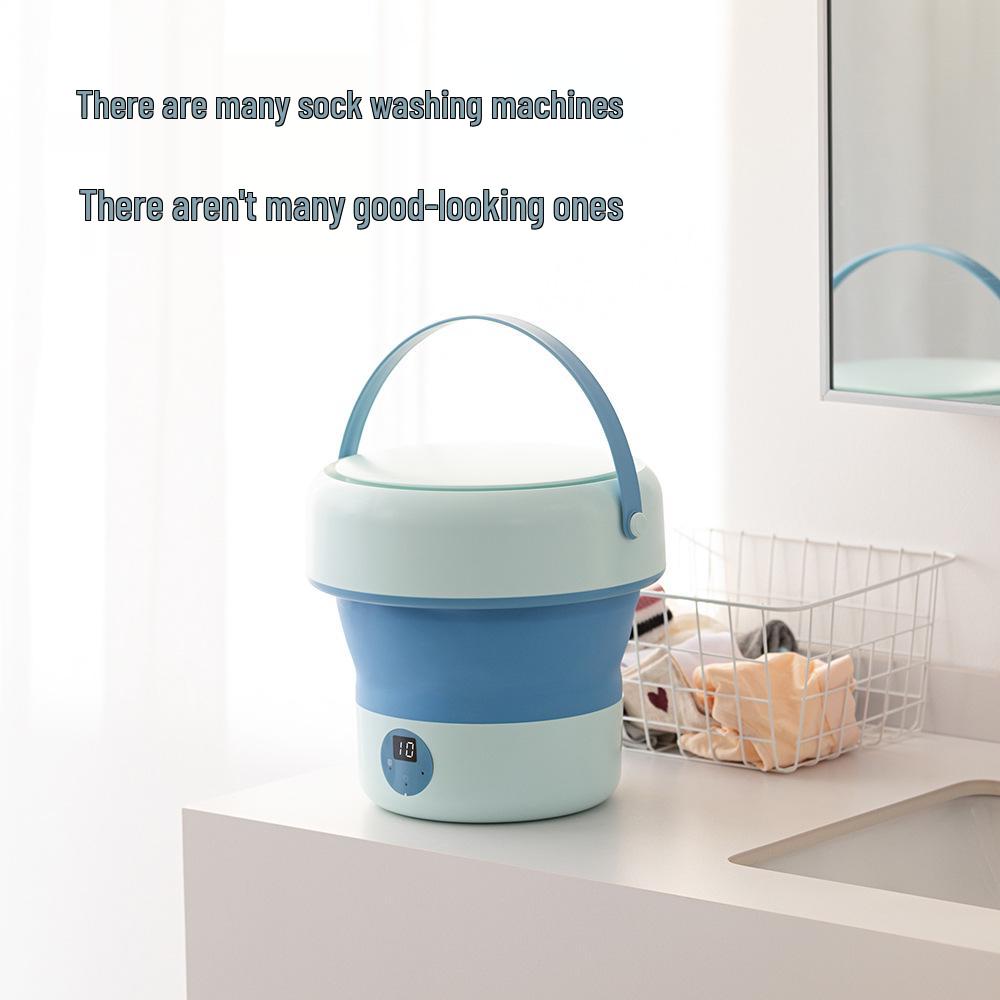 Compact Folding Mini Washing Machine for Students - Perfect for Underwear and Socks.