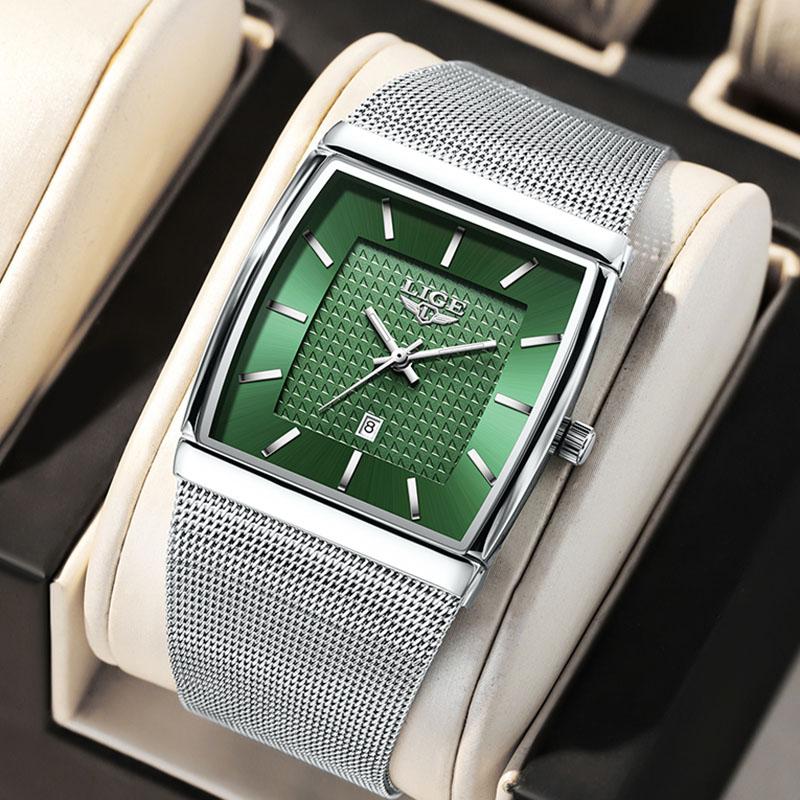

Women s Watches Rose Gold Ultra Thin Mesh Square Waterproof Watch For Women Elegant Quartz Bracelet Ladies Girl Clock Gift срібні зелений колір
