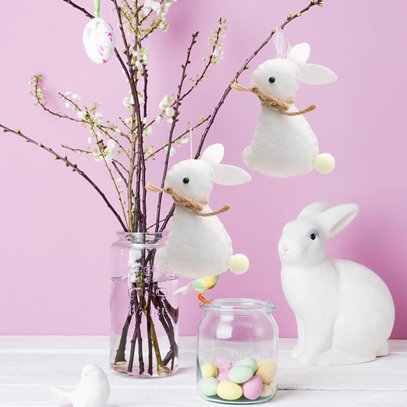 Felt Easter Rabbit Ornaments Cartoon Bunny Craft Decor With Ropes Spring Bunny Party DIY Tree Hanging Decorations