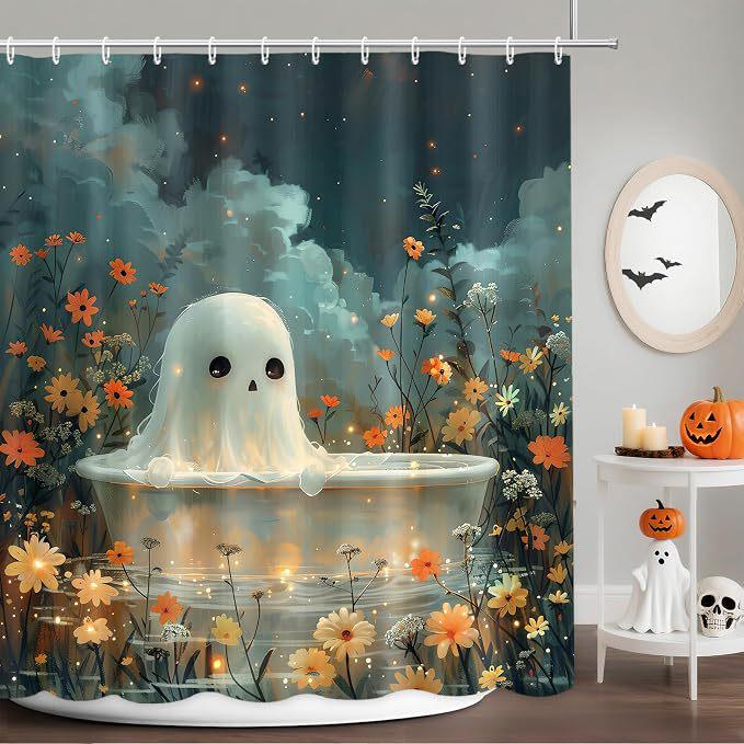 3D Halloween Waterproof Shower Curtain: Thickened Polyester PEVA, Mildew-Proof, for Bathroom Partition