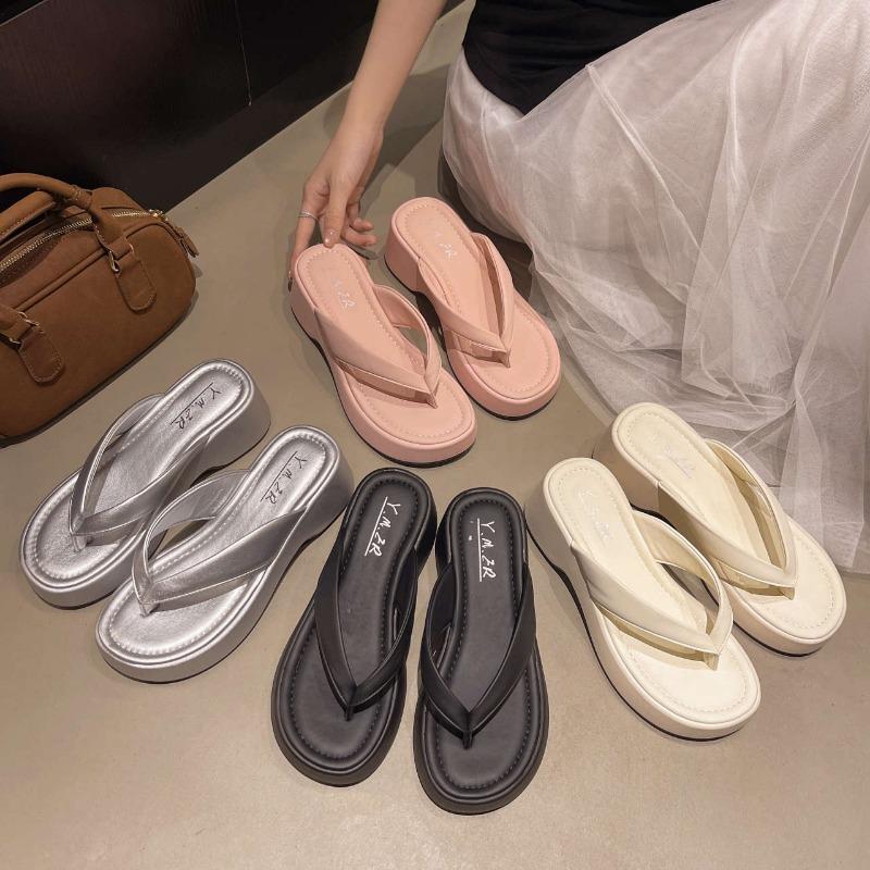 Thick-soled Slope Heels High-heeled Flip-flops Women's Flip-flops Summer Beach Flip-flops