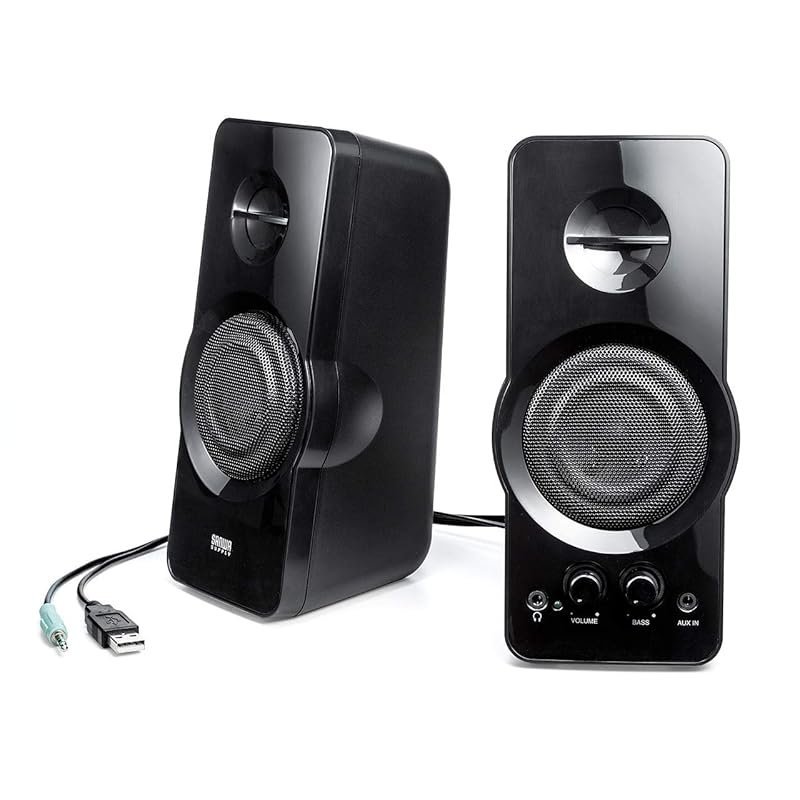 

Sanwa Direct PC speaker High power 36W USB power supply 3.5mm stereo mini jack connection Headphone compatible bass adjustment 400-SP082