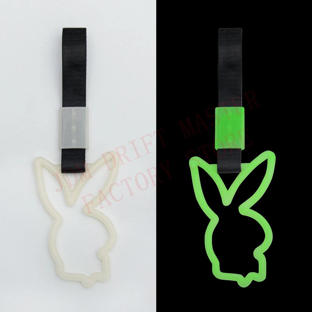 JDM Rabbit Racing Tsurikawa Ring Train Bus Handle Universal Drift Anime Car Modified Handle Nylon Strap For Car Warning