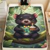 1PC Fairy Tale Style Print FlAannel Blanket, High Quality Comfortable for All Seasons, Home Decor, Warmth and Comfort