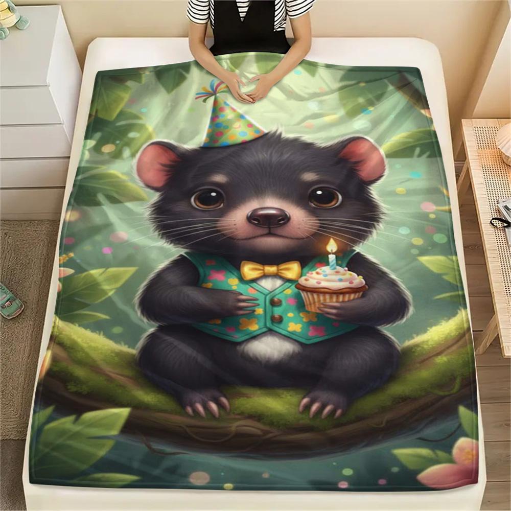 1PC Fairy Tale Style Print FlAannel Blanket, High Quality Comfortable for All Seasons, Home Decor, Warmth and Comfort