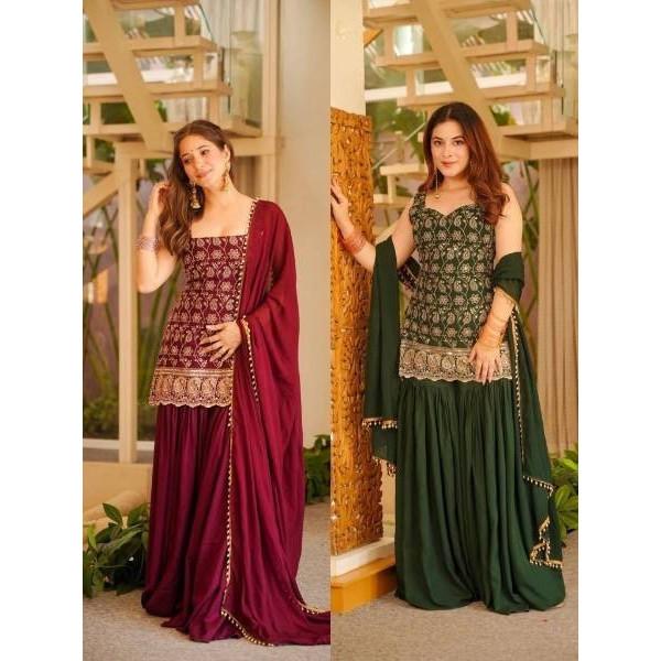 Beautiful Party Wear Pakistani Palazzo Suit Indian Bollywood Salwar Kameez Dress