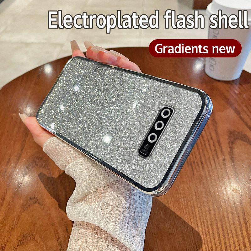 

Чехол для Samsung Galaxy S10 Samsung SM-G973F, SM-G973U Чехол для телефона Блестящий Глиттер Гальваническое покрытие Силикон Защита Объектива Камеры Мягкая Задняя Крышка For Galaxy S10