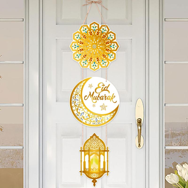 Eid Mubarak Door Hanging Flag Ramadan Decor for Home 2026 Ramadan Kareem Mubarak Islamic Muslim Party Decor Happy Eid Al Adha
