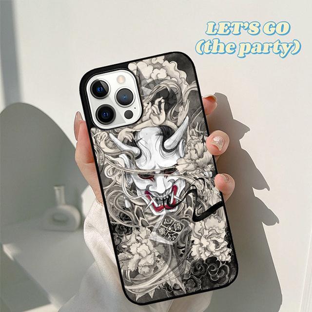 Japanese Oni Hannya Demon Mask cool Phone Case Cover for iPhone 17 Air 16 16e 15 12 11 13 14 Pro Max Apple Plus Coque