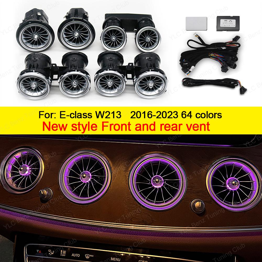 64 Colors LED Air Vents For Mercedes Benz W213 E-Class Coupe AMG E43 E53 E250 3D Rotating Tweeter Speaker Interior Ambient Light