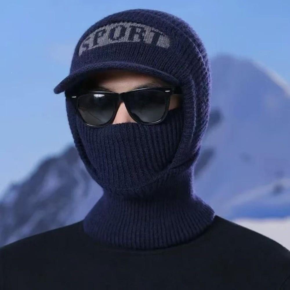 Knit Sturmhaube mit Schirm Dicke Thermische Wintermütze Vollgesichtsabdeckung Hut Für den Außenbereich