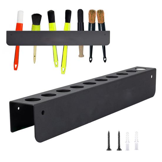 Detailing Brush Holder 10 Holes Wall Mount Car Detailing Brush Organizer Heavy Duty Detailing Brush Rack for Garage Workshop Storage And Organization