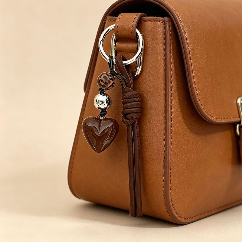 Yogodlns Female Keychain with PU Leather Lanyard for DIY Mobile Heart Hanging Charm Pendant Accessories Rope Vintage Design Decorations