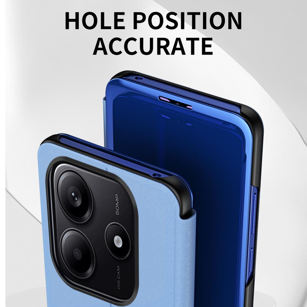 For Xiaomi Redmi Note 14 4G (164.84mm) Etui Visningsvindu Støtte Lær Flip Telefondeksel
