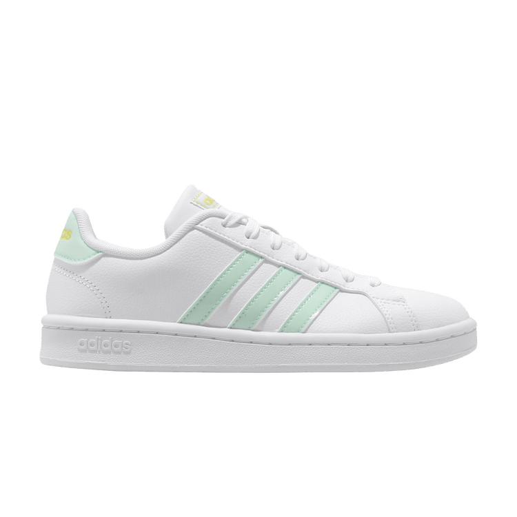 Adidas  Grand Court White Dash Green Women Sneakers Footwear-White Shock-Yellow EG7643