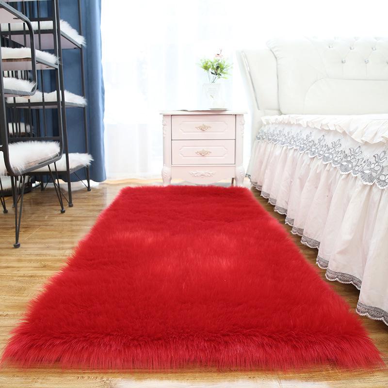 Imitation Wool Long Pile Floor Mat Carpet for Bedroom & Living Room
