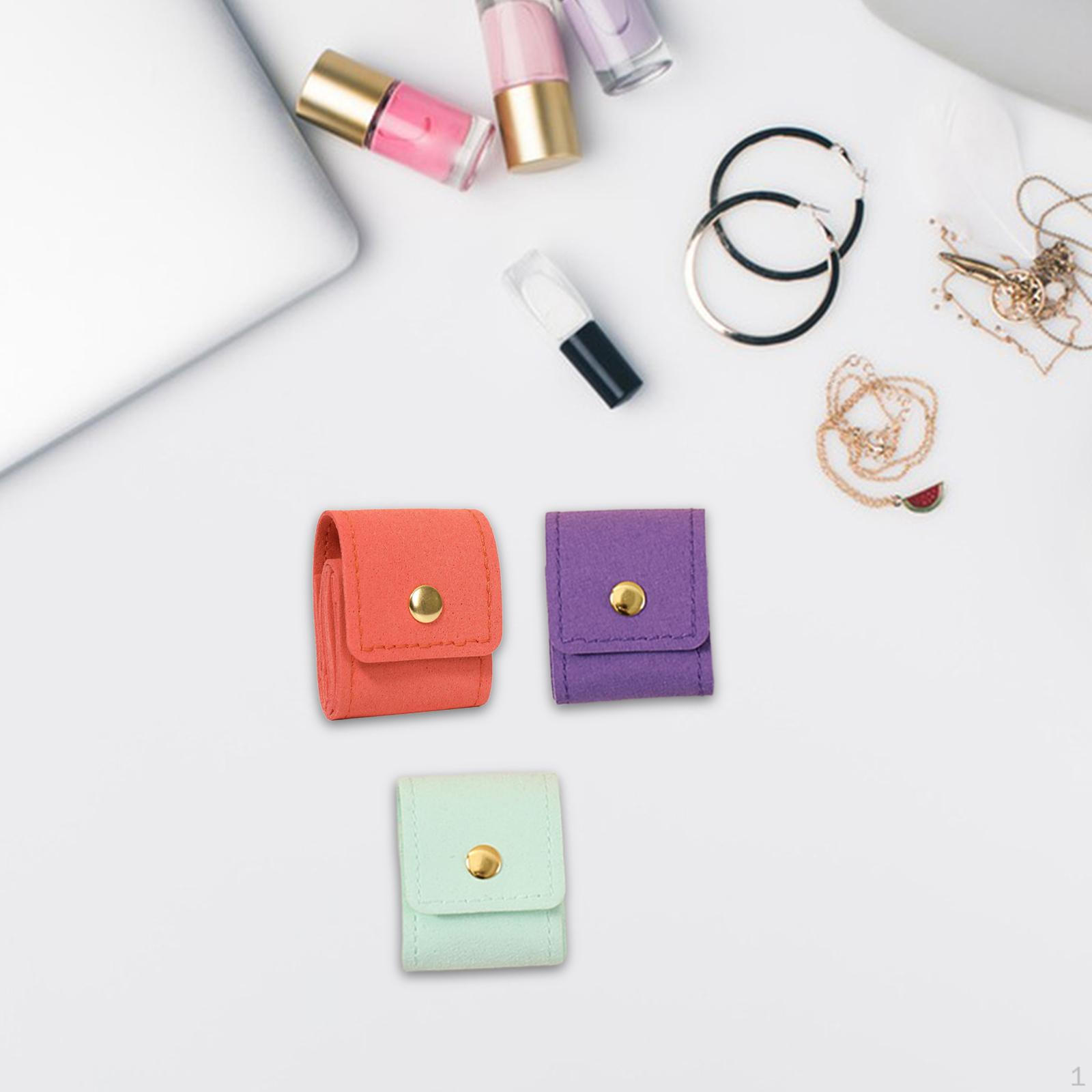 

3 Mini Bags for Storing Jewelry, Ideal Chain Bracelets. Orange purple green