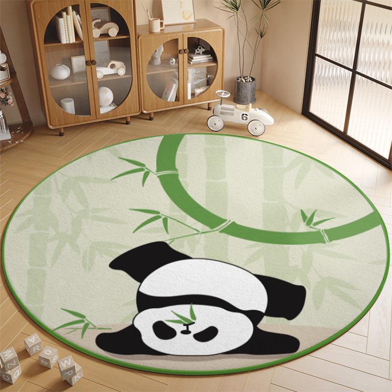 

Cartoon Panda Round Carpet Cute Children s Crawling Mat Living Room Bedroom Entryway Etc Indoor and Outdoor Venues Non-slip Rug 80x80cm