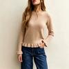 VEZFAA Women's Fashion Casual Fall Winter Solid Color Print Long Sleeve O-Neck Sweaters