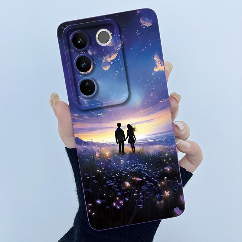 For VIVO V27 V29 5G Phone Case V25E LATAM V27E V29E Cover Fashion Simplicity Flower Soft Liquid Silicone Protective Shell Fundas