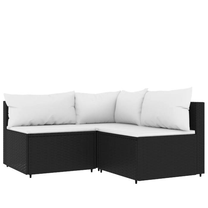 VidaXL Salon de jardin 4 pcs avec coussins Noir Résine tressée 319733