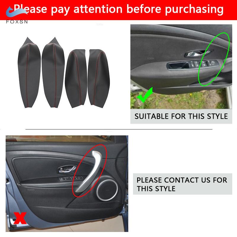 For Renault Megane 3 Microfiber Leather Interior Door Armrest Panel Cover Protective Trim with Adhesive Tools