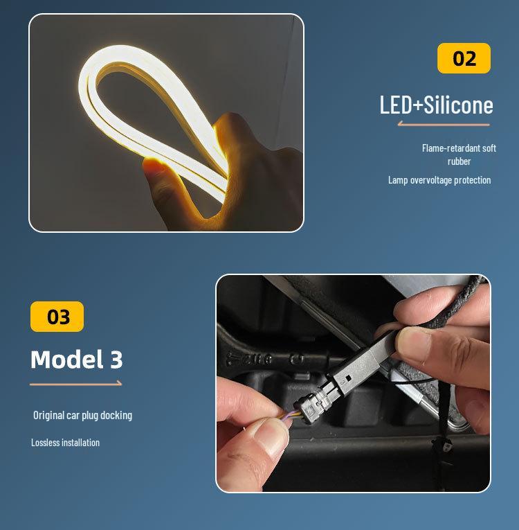 Tesla Model 3 Trunk & Ambient Light Strip - Front Trunk Lighting Modification Accessory