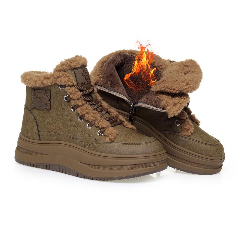 Versatile muffin platform short boots casual cotton shoes women's winter high-top women's shoes velvet warm snow boots