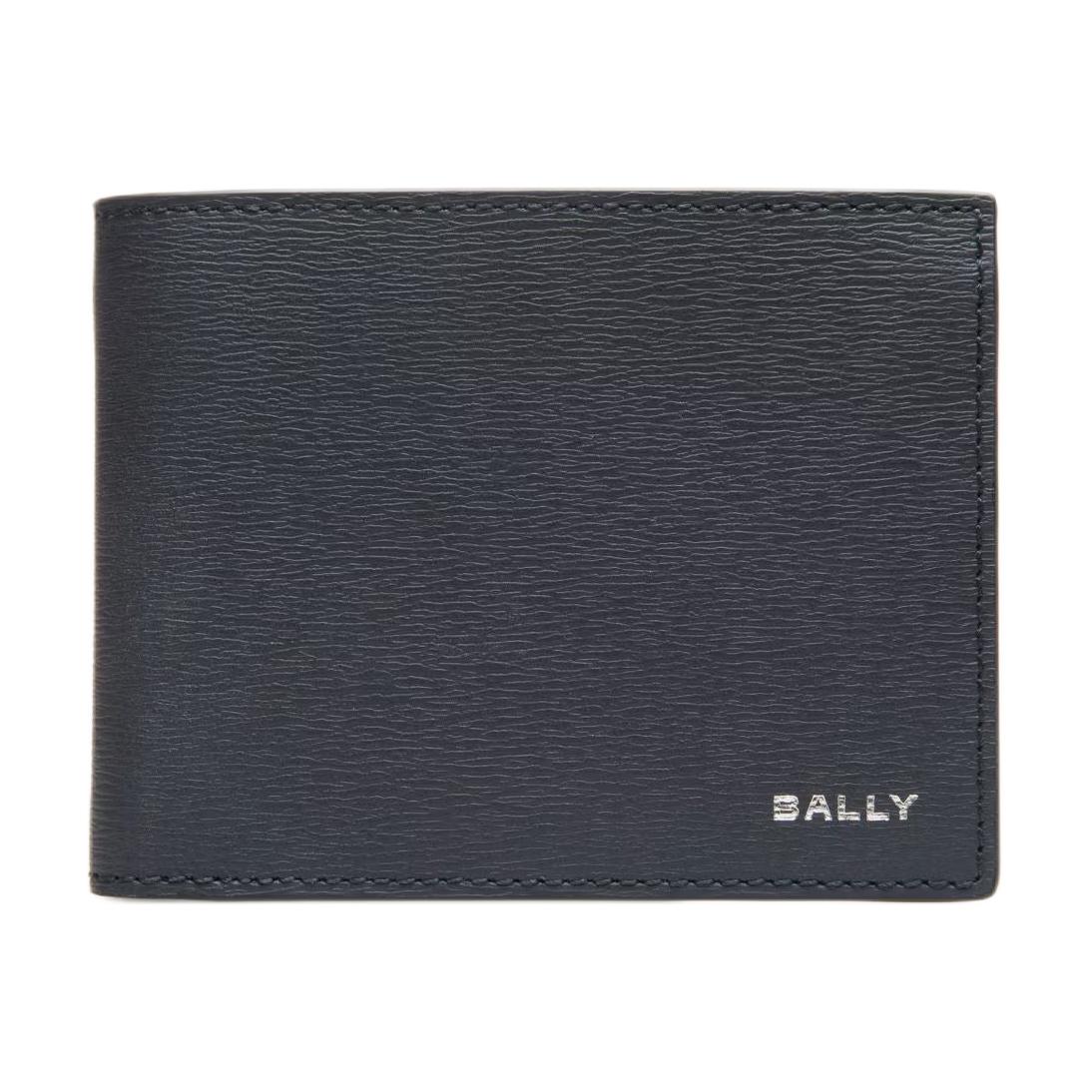Bally Crossing Logo Print Double Fold Design Calfskin Wallet Men wallet Blue 6305290 Basic Set (Bag+Dust Bag)