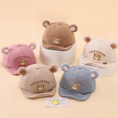 Baby Cartoon Bear Baby Hat With Ears Spring Autumn Soft Brim Infant Girl Boy Baseball Cap Cute Toddler Sunshade Peaked Caps