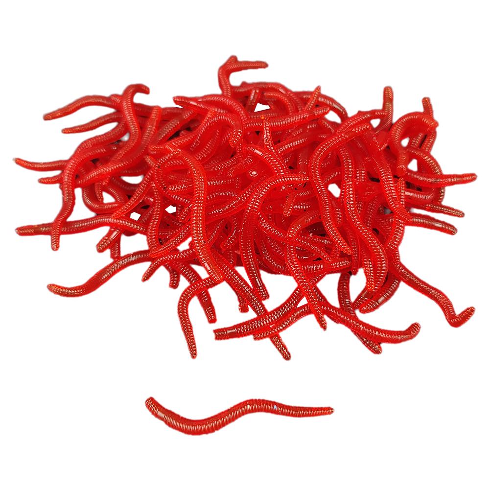 100/50PCS Fishing Lure Lifelike Fishy Smell Red Worms Soft Bait For Carp Bass Silicone Artificial Bait Fishing Accessories HOT