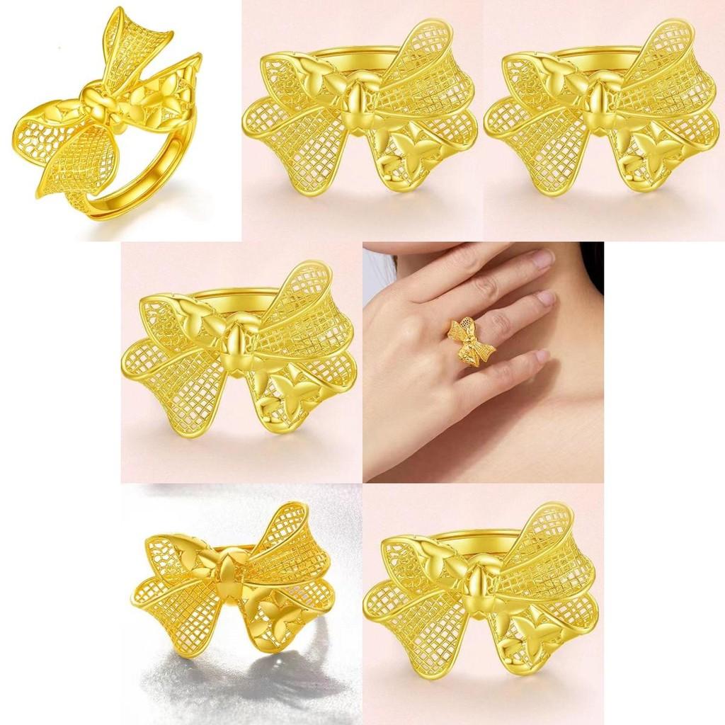 Trendy Gold Plated Butterfly Ring For Women Featuring Adjustable Floral Style