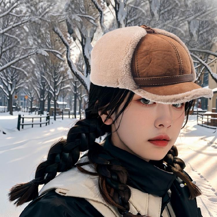 Men Women Sheepskin Wool Hat Cold Weather Hiking Hat Warm Cycling Skiing Hat