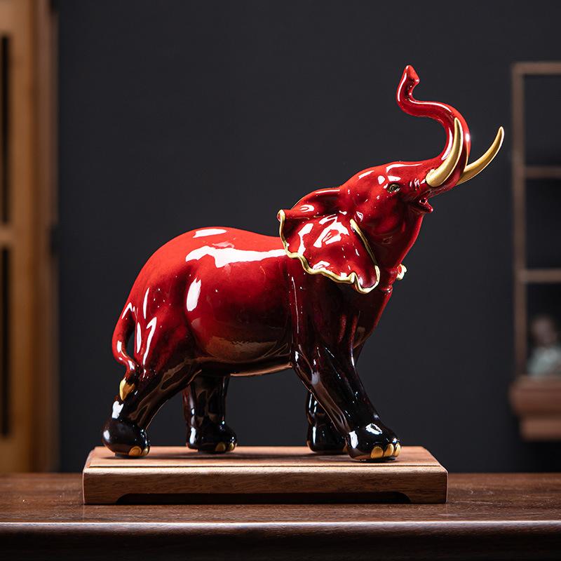 Feng Shui Keramik kreative Elefantenornamente für Wohnzimmer zu Hause, TV-Schränke, Weinschränke, Dekorationsartikel und Geschenke für