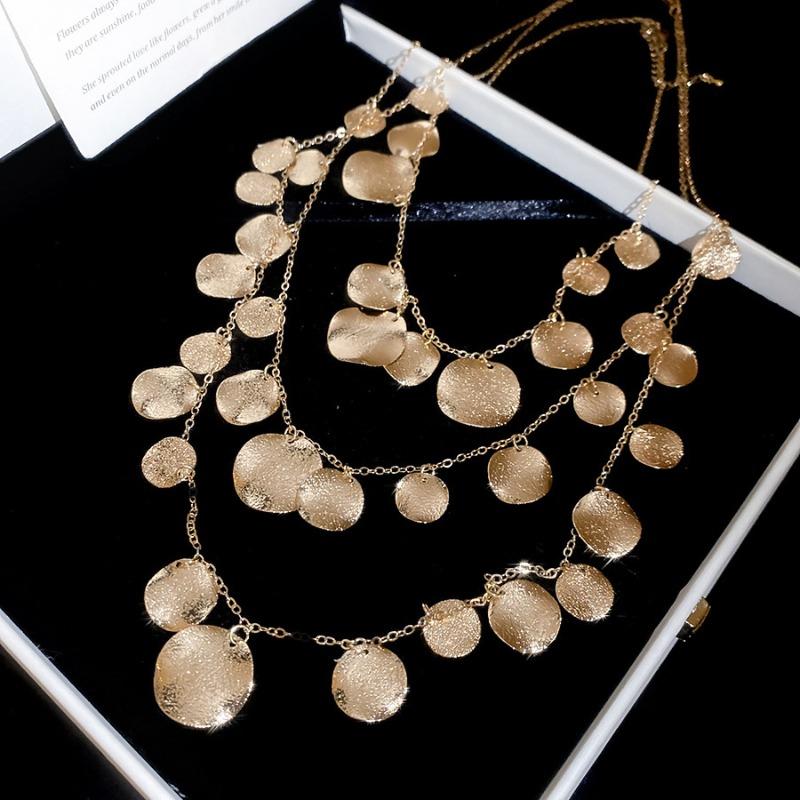 Brushed water drop love pendant, pull-out necklace, simple and high-end sweater chain, niche cold wind necklace jewelry