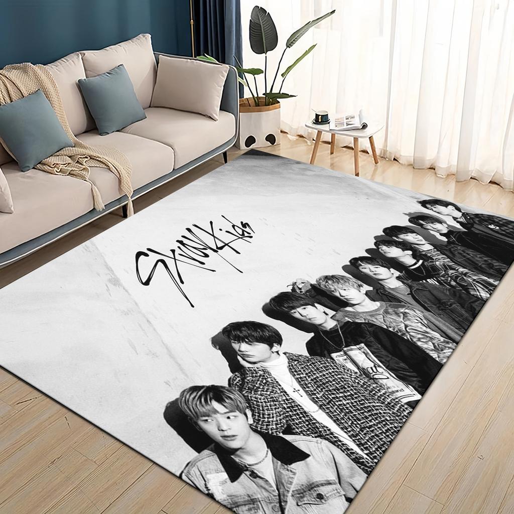 SKZ Kpop Stray Kids Star Cartoon 3D Carpet Rug for Living Room Bedroom Home Sofa Decoration,Kids Play Non-slip Floor Mat
