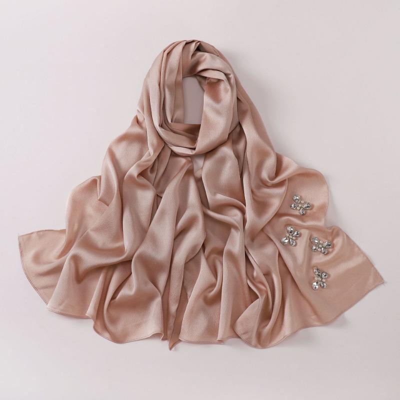 New Bubble Chiffon Butterfly Rhinestone Long Scarf For Women Ethnic Style