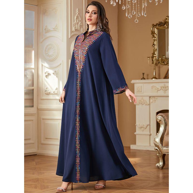 Middle East Dress Sequined Embroidered Indonesian Clothes Arabic Women Robe Women Summer Dresses