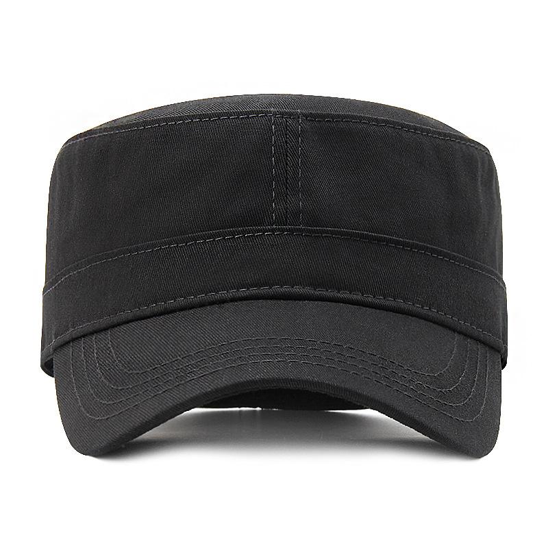 2022 Spring 100% Cotton Leisure Flat Top Hat Men Big Size Black Military Cap Fitted Navy Caps 56-58cm 58-60cm 60-62cm
