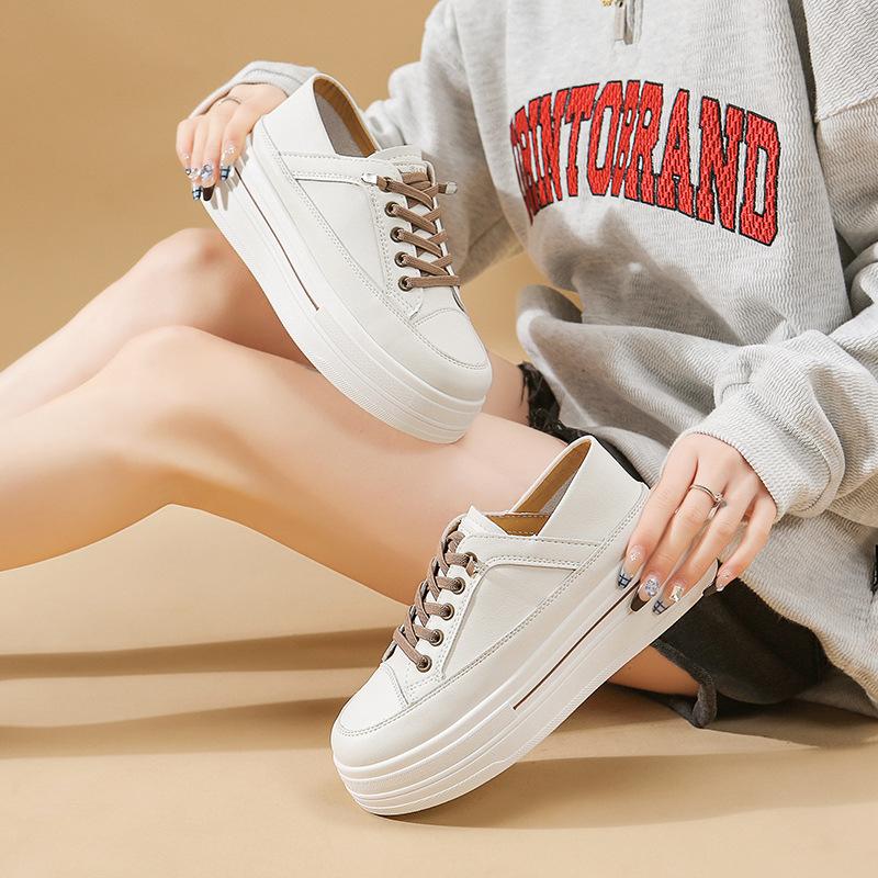 Lightweight Casual Explosion Small Inner Height-increasing Women's Shoes Autumn New Thick-soled One-pedal Casual Little White Shoes