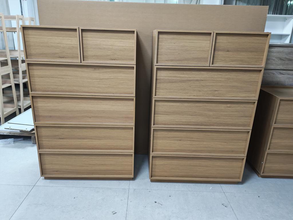 Sechs Schubladenkommode, Moderner Kleiderschrank/Schrank, Schminktisch, Geeignet für Wohnzimmer, Schlafzimmer, Flur, 80 x 48 x 127 cm, Eichenfarbe