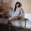 Laengsseon Ls_Round Neck Gray Loose Knit Top